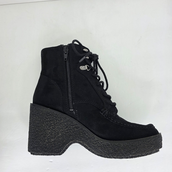 Zodiac Womens Talula Ankle Boots Faux Suede Chunky Wedge Heel Zip Size 6.5 Black - Picture 12 of 15